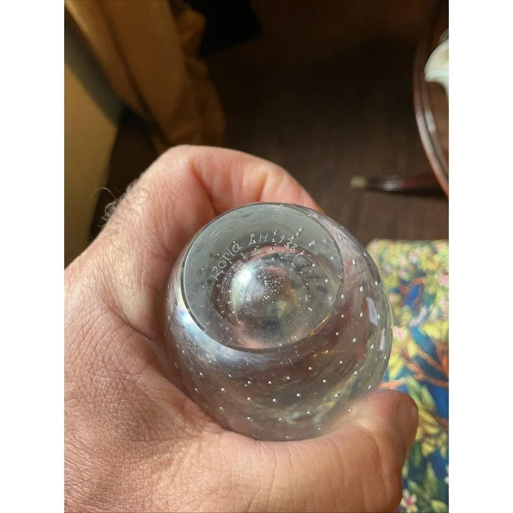 VTG Kosta‎ Boda Bud Vase Glass Controlled Bubble Vicke Lindstrand 13331 Signed